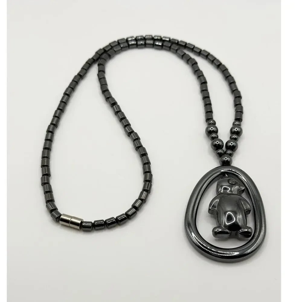 Dark Metal Pendant Necklace Set – 2 Pc Modern Artisan Style